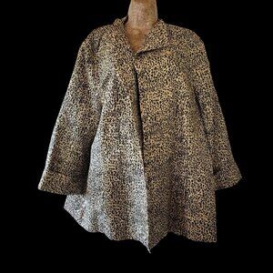 Leopard Print Silk Women's Blazer By Silk Land Loose Fit Size 2X